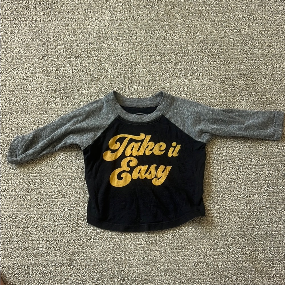 Black and Gray Long Sleeve Tee with Retro Print